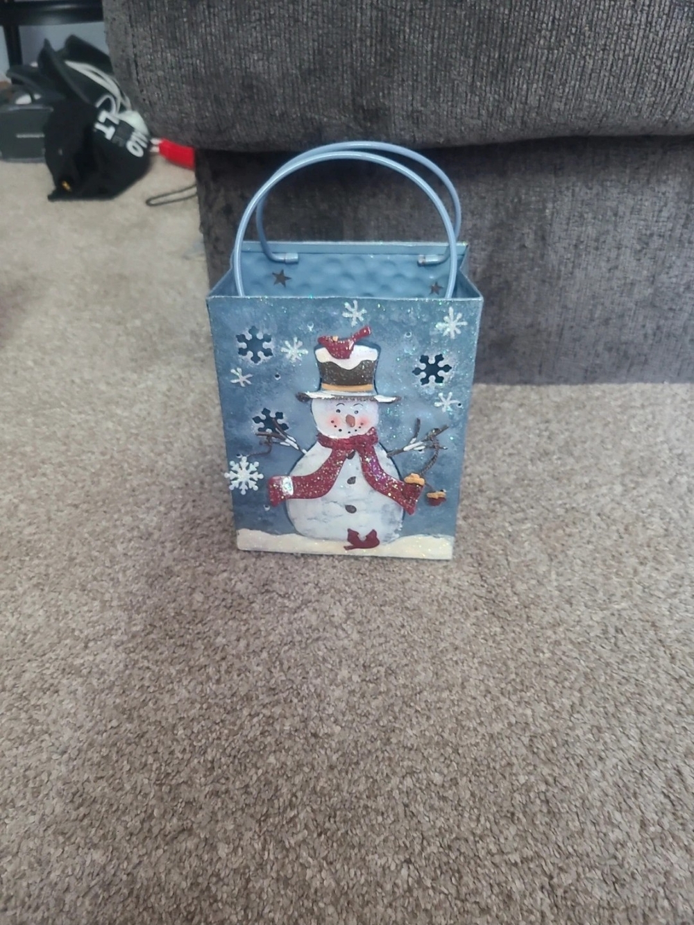 Blue Snowman Holiday Tote Bag